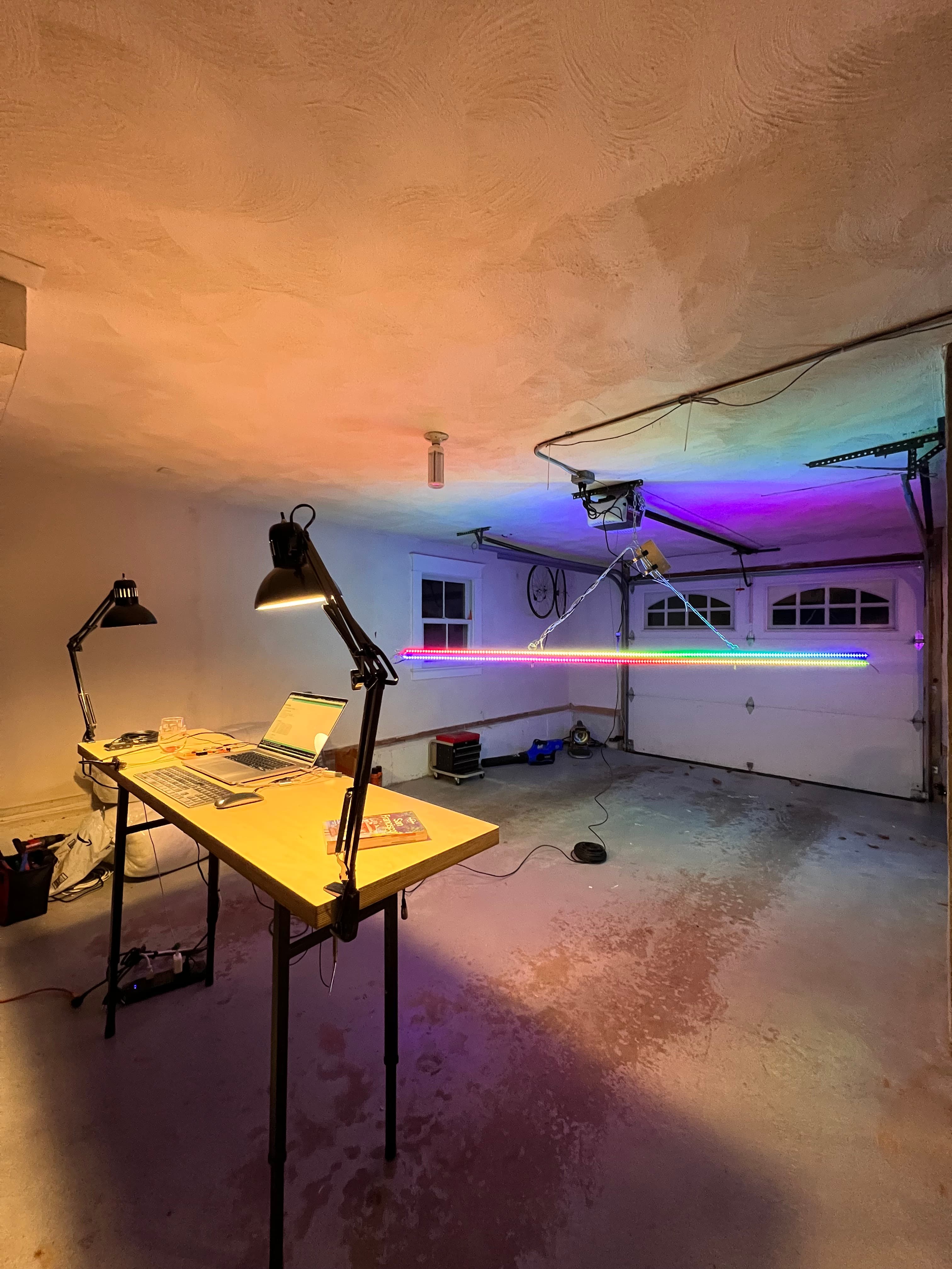 Workshop during lighting system build