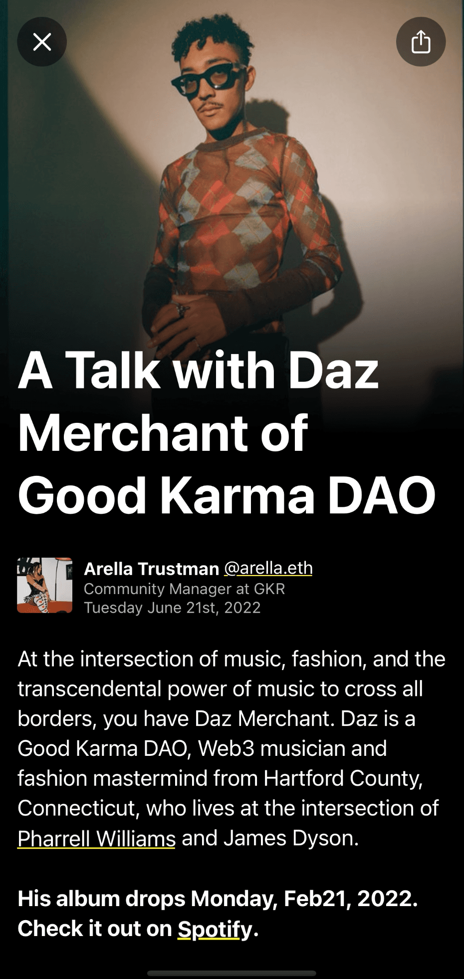 Article detail screen